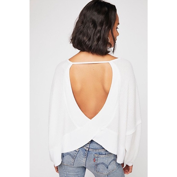 Free People Tops - FREE PEOPLE Love Me Open Back Thermal Top in White